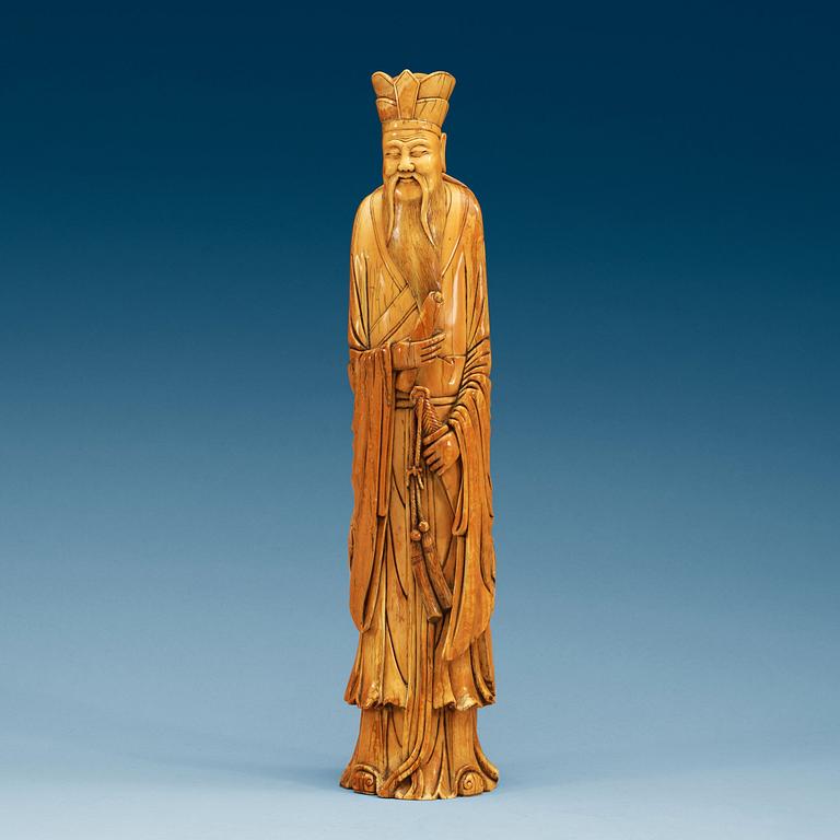 SKULPTUR, elfenben. Kina, troligen tidigt 1900-tal.
