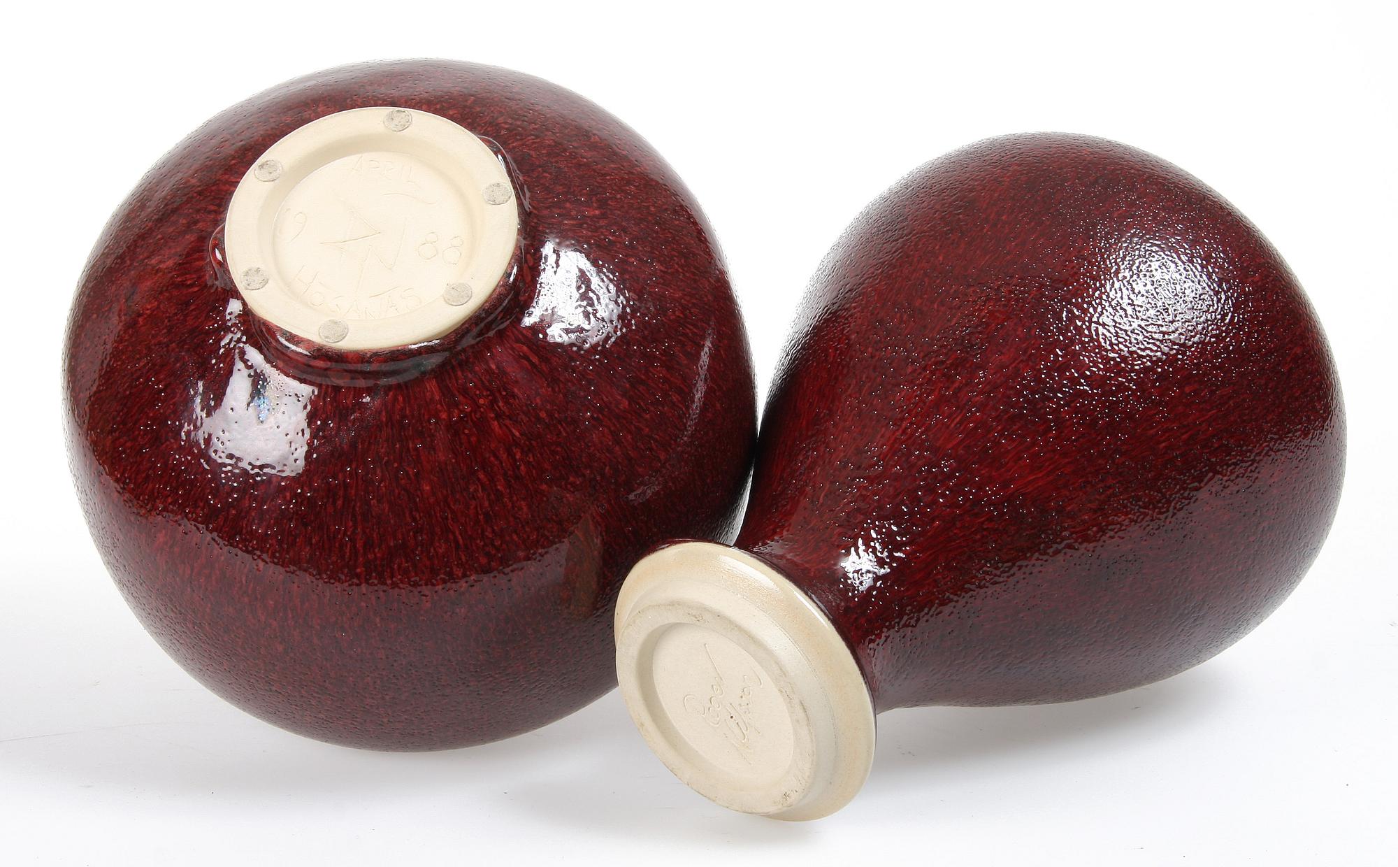 VASER, 2 st, stengods, Roger Nilsson, 1980-tal, sign.