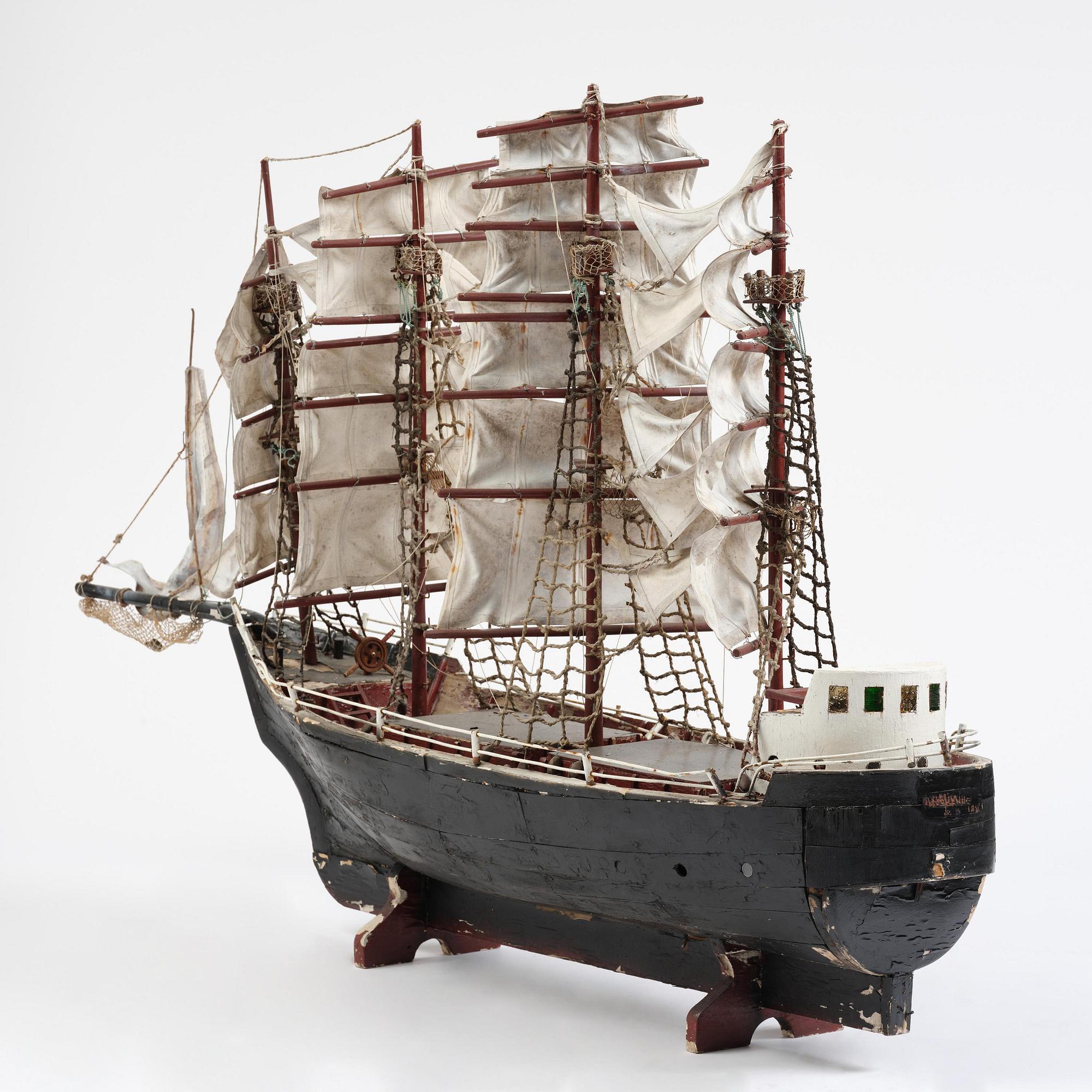 A modell of a ship from Brahestad, Finland, 19th century.