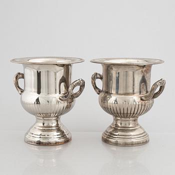 Wine coolers, a pair, silver plated, late 20th century.