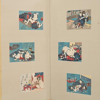 Vikskärm med träsnitt, okänd konstnär, Japan, 1900-tal.