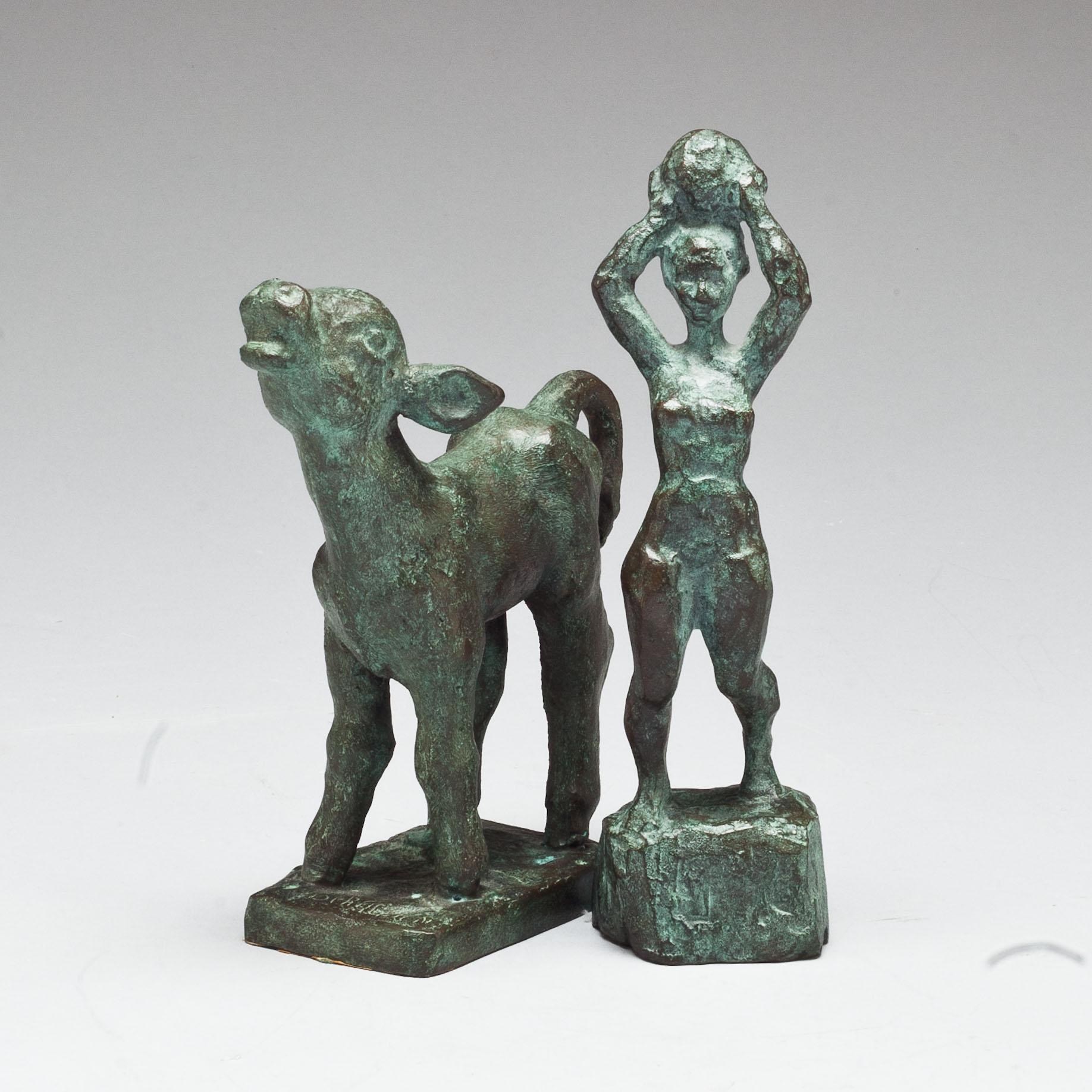 SIGGE BERGGREN, skulpturer, 2 st. Brons, signerade.