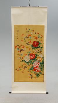 KAKEMONO, gouache på siden, Kina, 2000-tal.