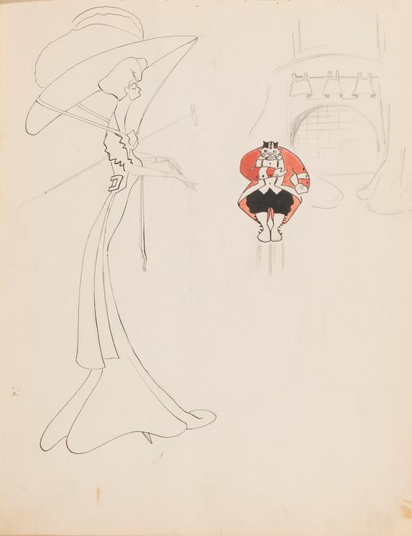 CARL JENSEN-CARLÉN, a scetch book with drawings, mixed media, 27 pages, partially signed C.C.