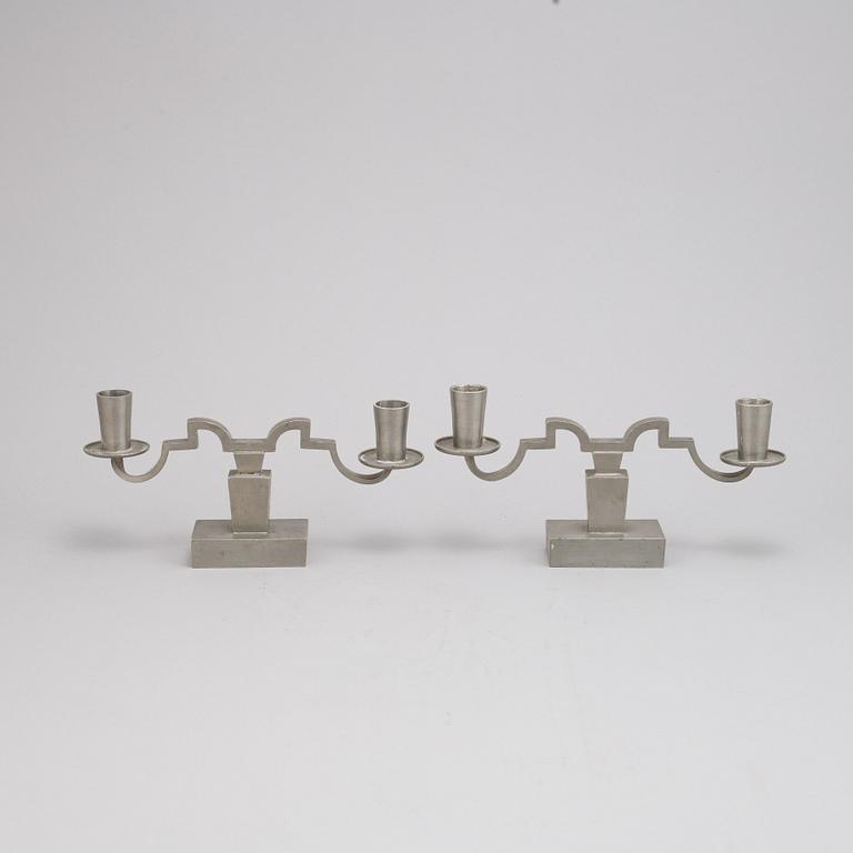 Nils Fougstedt, A pair of pewter candle sticks for Firma Svenskt Tenn, 1933.