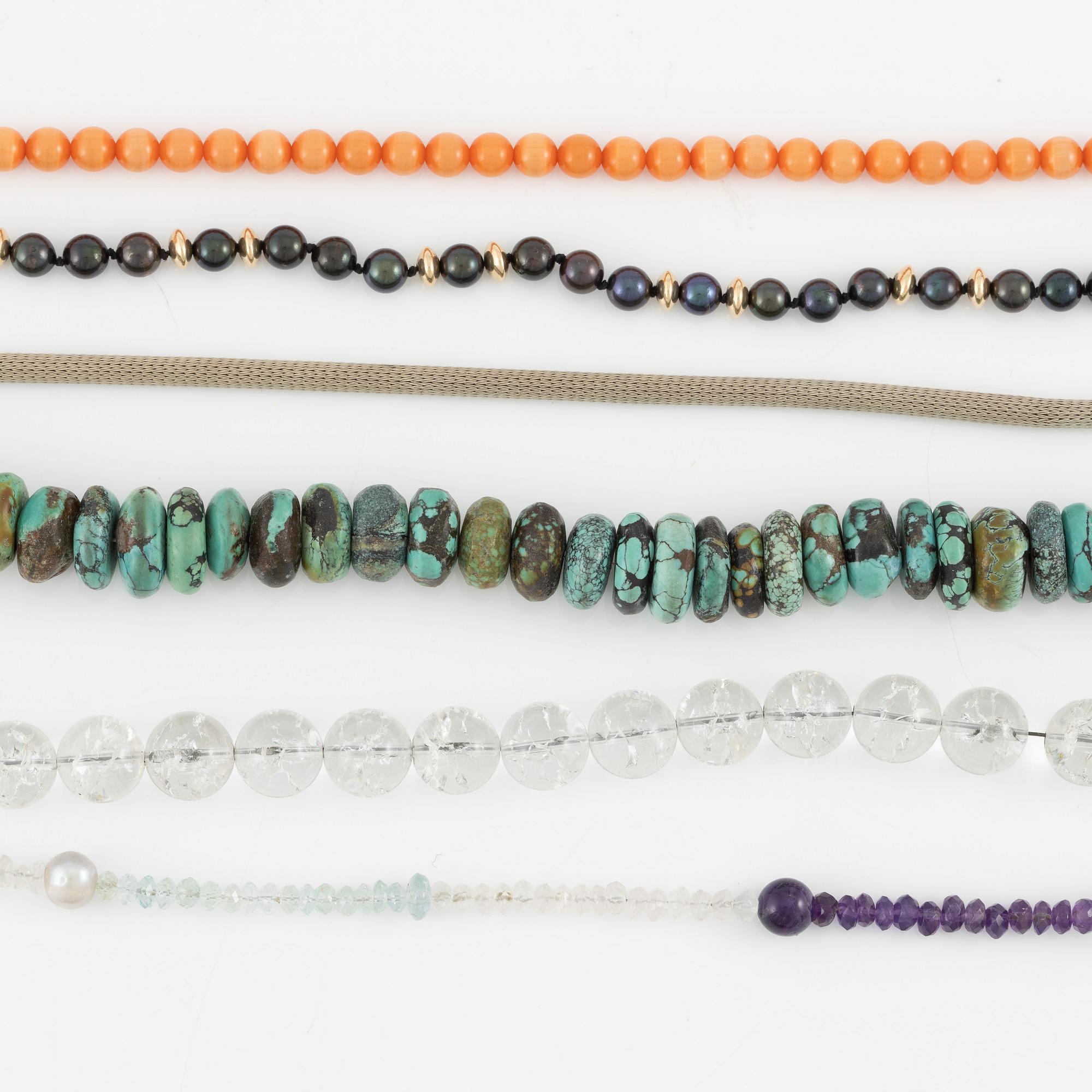 Sju collier samt två armband Ole Lynggaard samt för Ole Lynggaard-lås.