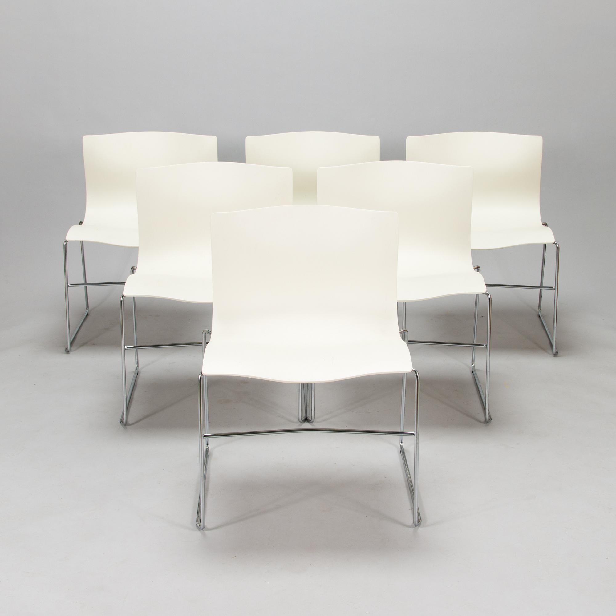 Massimo Vignelli, a set of six 'Handkerchief' stacking chairs for Knoll, 1985.