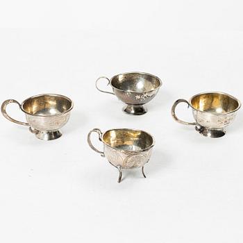 Supkoppar, 4 st, silver, Sverige 1800-1900-tal.