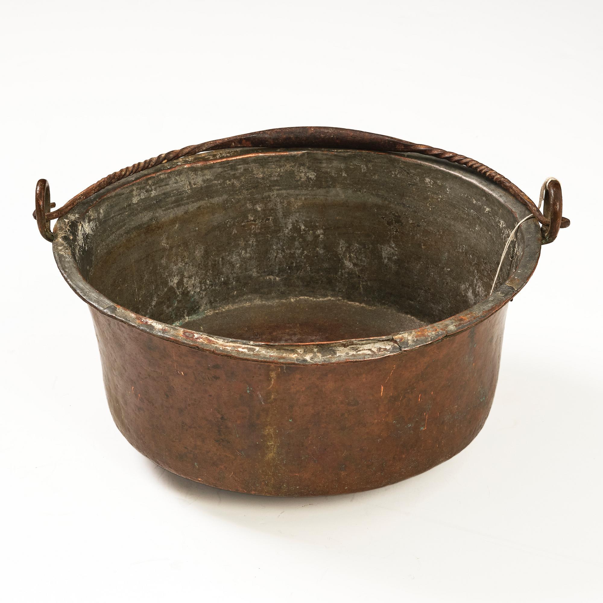 A Swedish copper cauldron, 18th century.