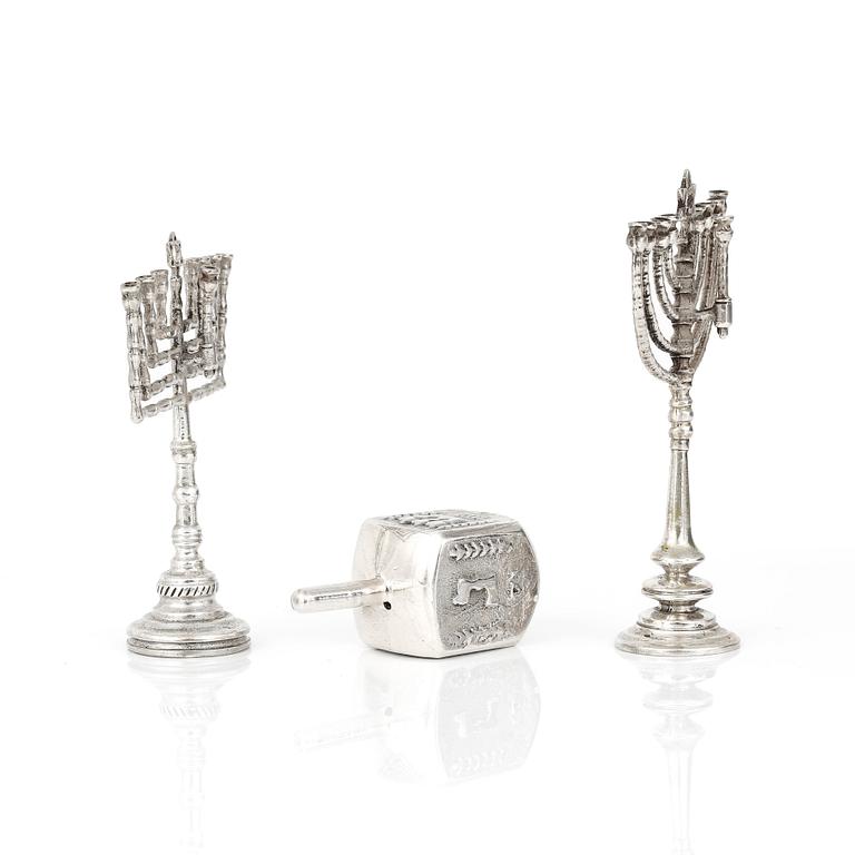 PARTI JUDAICA, 3 delar silver, 1900-tal. Vikt ca 52g.