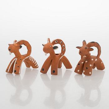 Marita Lybeck, figurines, 8 pcs, red clay, signed ML.