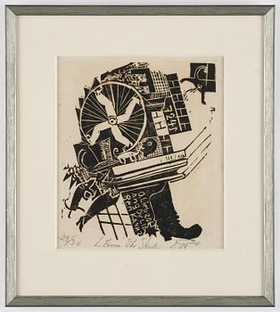 Otto Dix, "Lärm der Strasse" from "Neun Holzschnitte".
