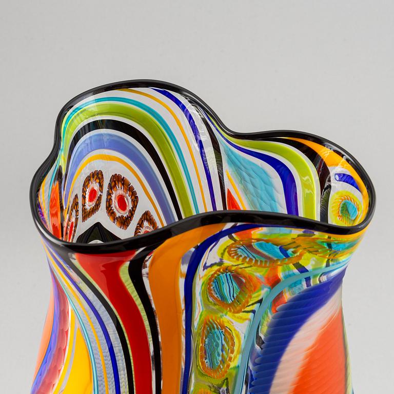 Schiavon, a multi coloured glass vase, "Arlecchino", Murano, Italy 2015, 1/1.