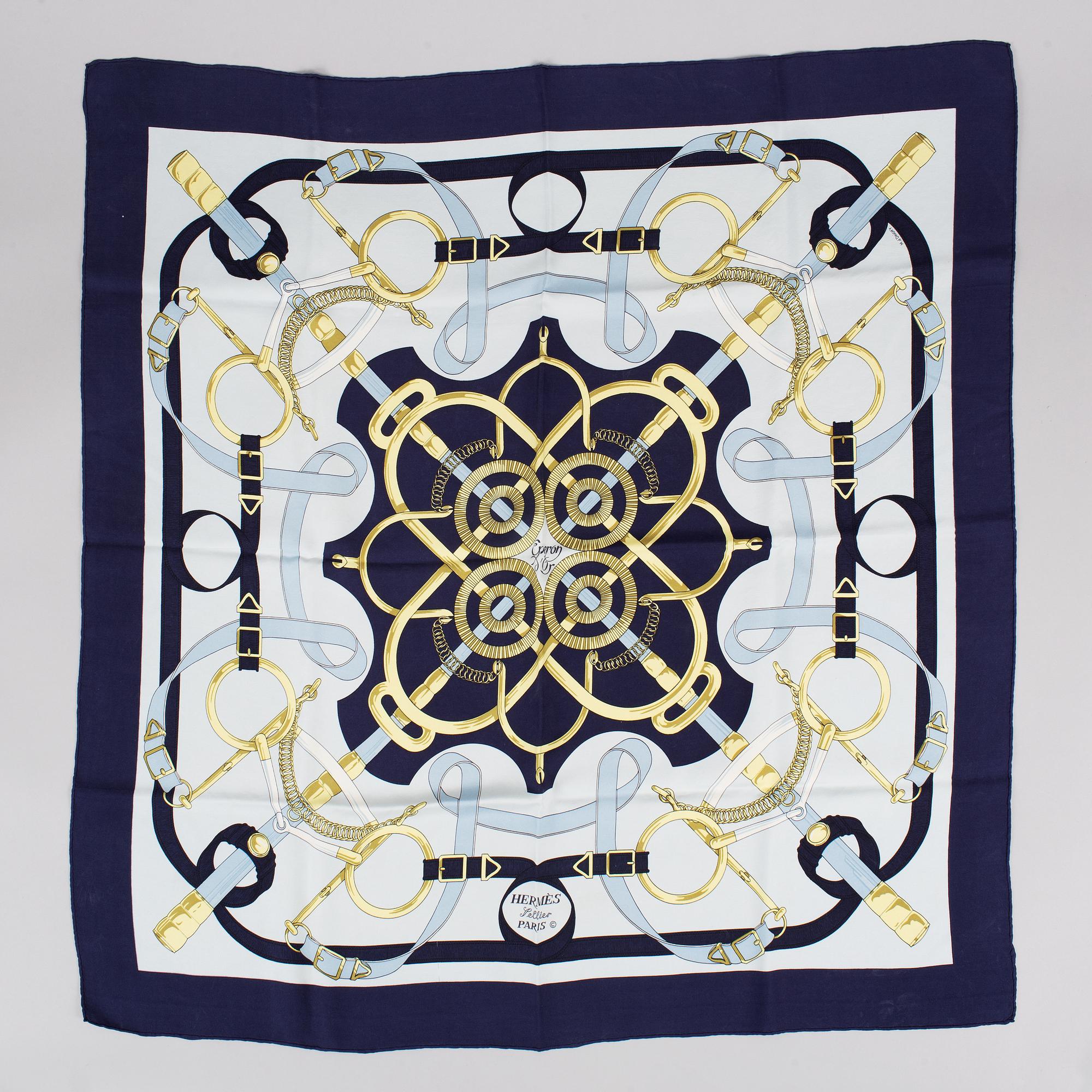 Hermès, an 'Eperon d'Or' silk scarf.