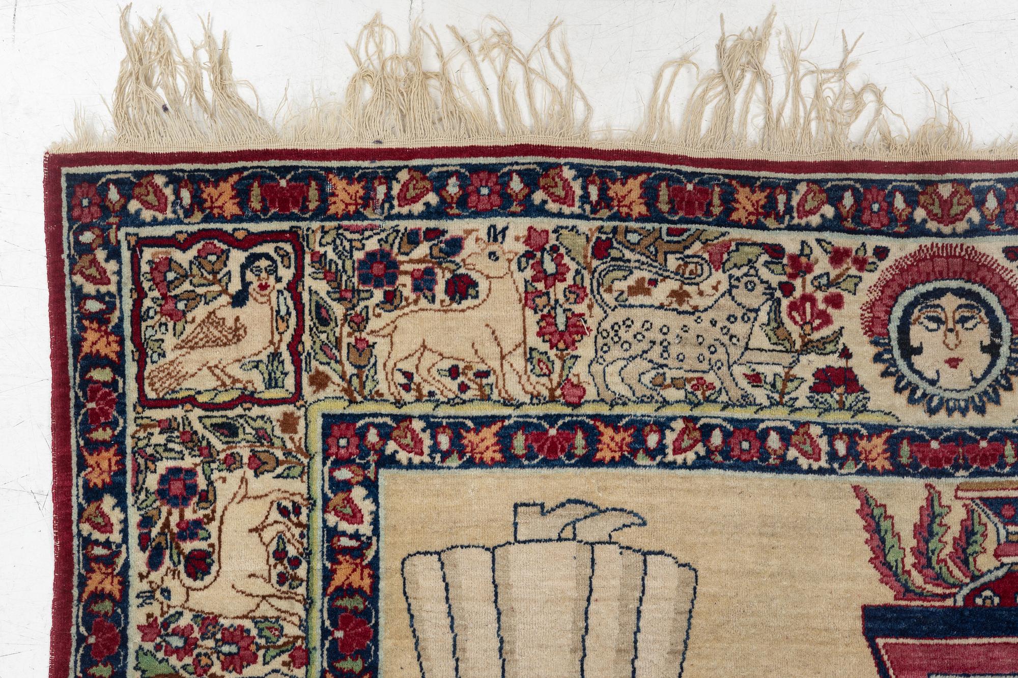 An antique Kerman Raver rug, ca 225 x 141 cm.