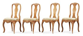 1393. Four Swedish Rococo 18th century chairs.