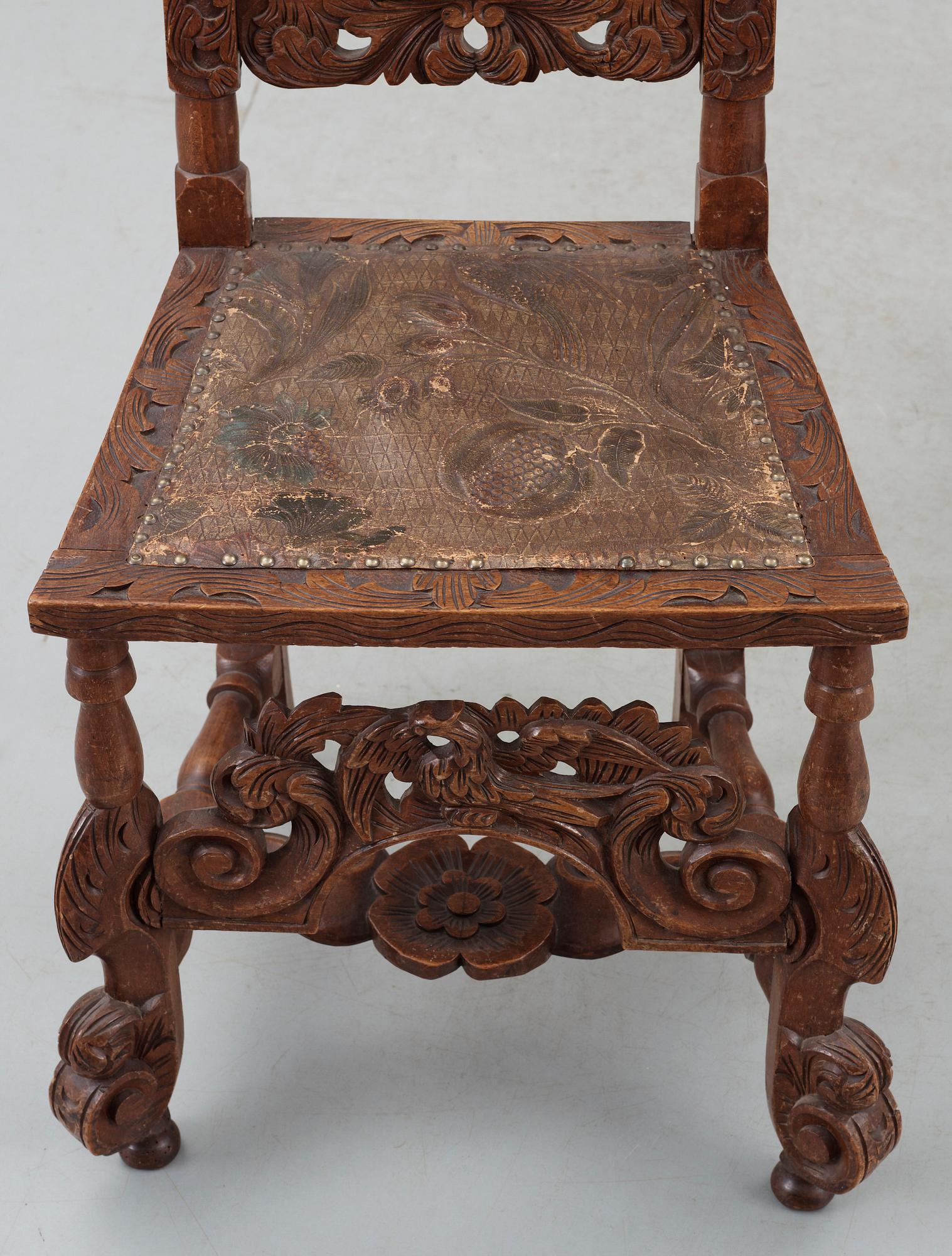 STOLAR, ett par, barock stil, 1800-talets slut.