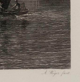 PARTI GRAVYRER, 4 st, stålstick, "En resa i Finland", A. Weger, 1870-tal.