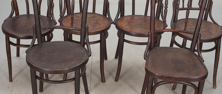 STOLAR, 6 st, Div fabrikat bl.a Thonet och Mundus. 1900-talets början.