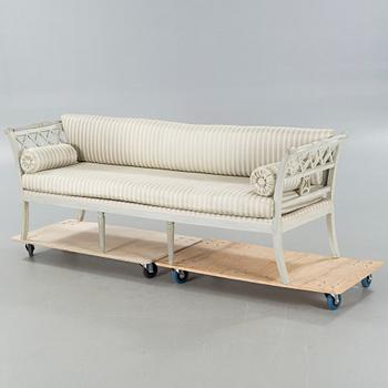 A late gustavian sofa signed OES, Olof Eriksson, Strekered, Lindome, 1754-1808.