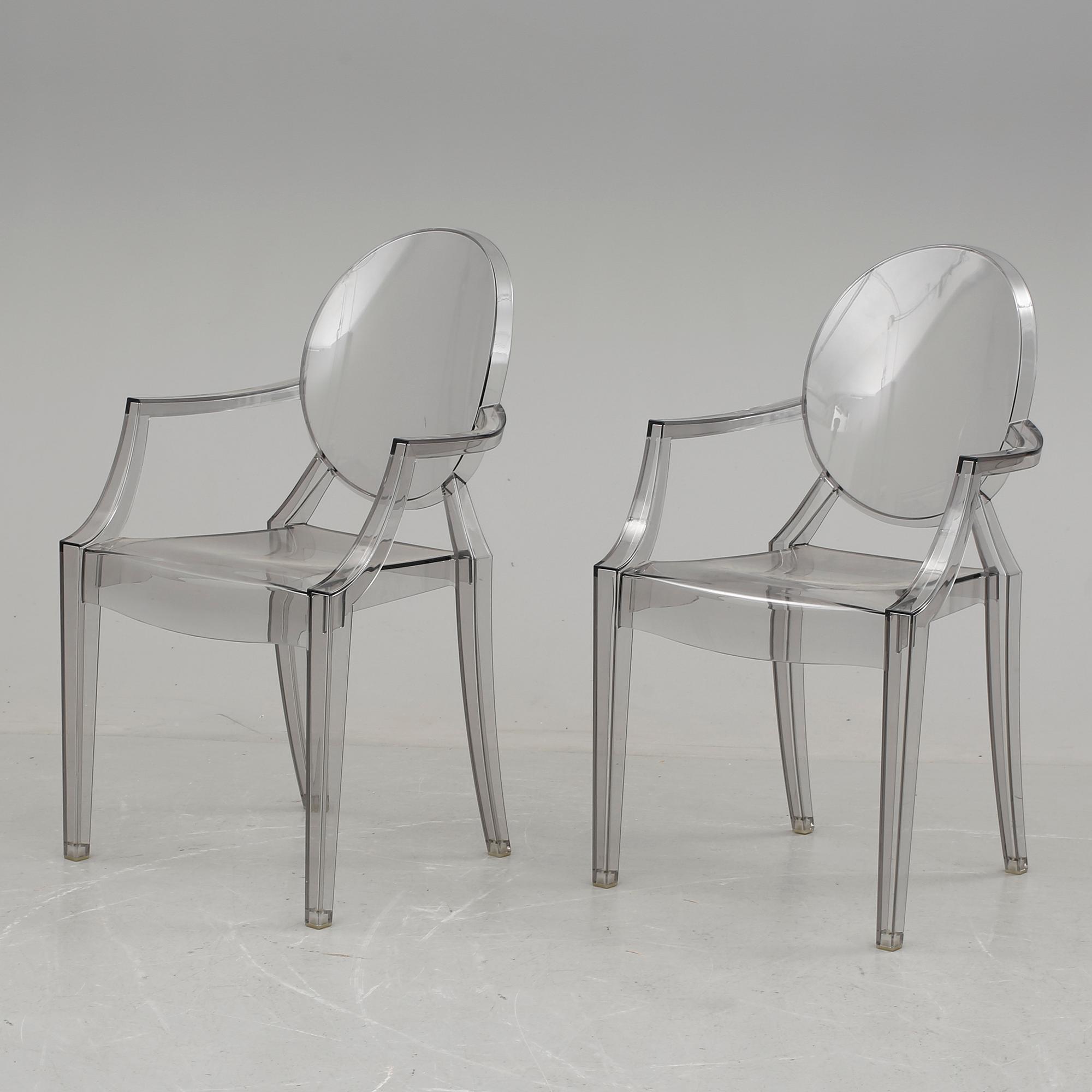 KARMSTOLAR, ett par, "Louis Ghost", Philippe Starck för Kartell.