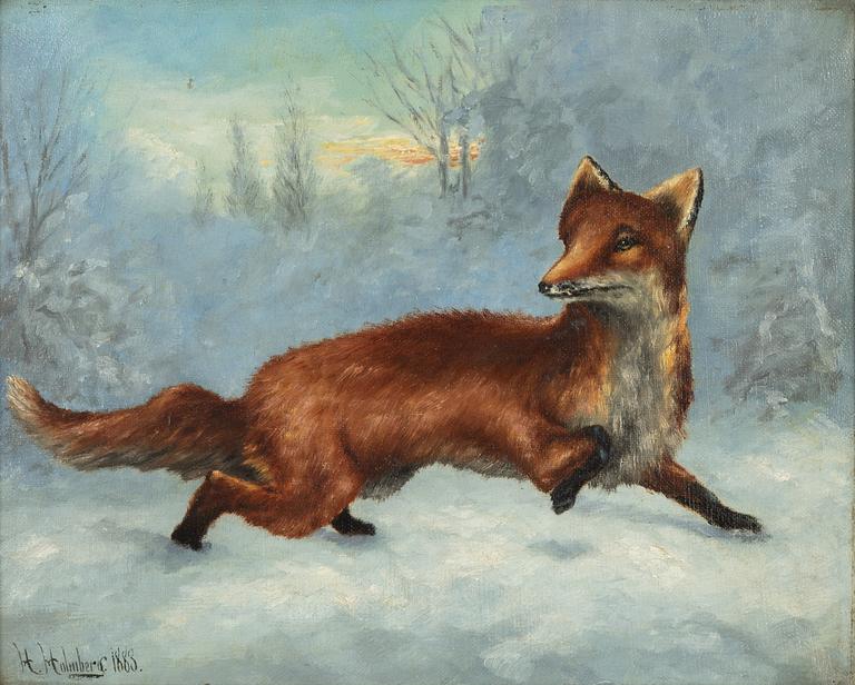 Unknown artist, oil on canvas, a pair, signed H. Holmberg and dated 1883.