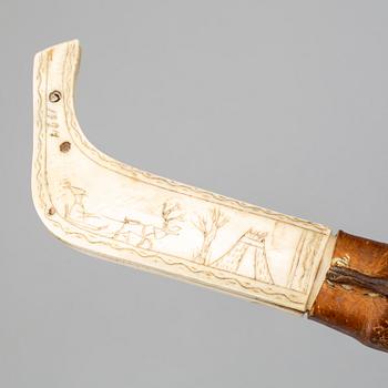 A Sami reindeer horn knife, dated 1924.