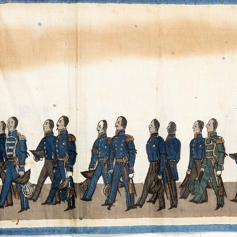 Minnesbonaden från 1844 över Karl XIV Johans begravningståg.