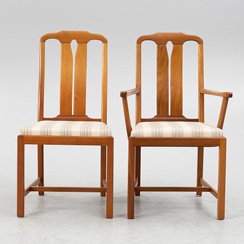 Carl Malmsten, matbord, 2 karmstolar och 4 stolar. Åfors Möbelfabrik.