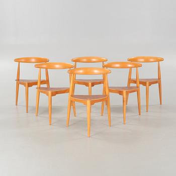 HANS J WEGNER, stolar, 6 st,  "Hjertestolen", Fritz Hansen, Danmark.