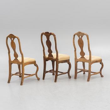 A set of six similar rococo chairs, 18th century.
