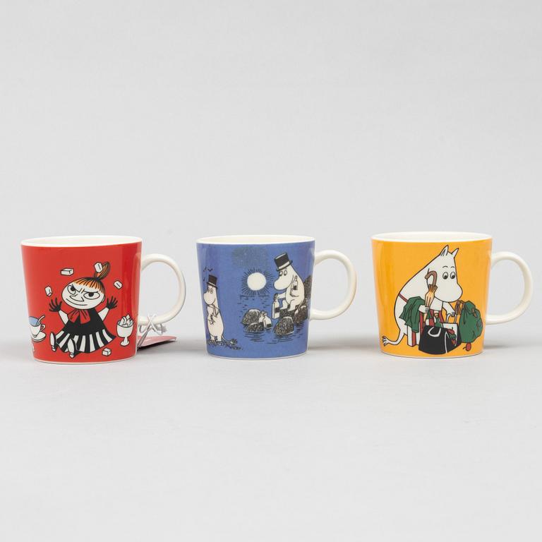 Six Moomin mugs, Moomin Characters, Arabia, Finland.