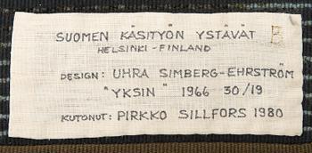 UHRA-BEATA SIMBERG-EHRSTRÖM, a rug/ ryarug for Friends of Finnish Handicraft. Circa 155x125 cm.