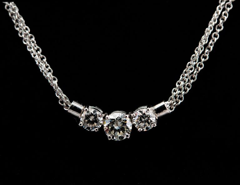 A NECKLACE, brilliant cut diamonds 2.00 ct. 18K white gold. Length 39 cm, weight 11 g.