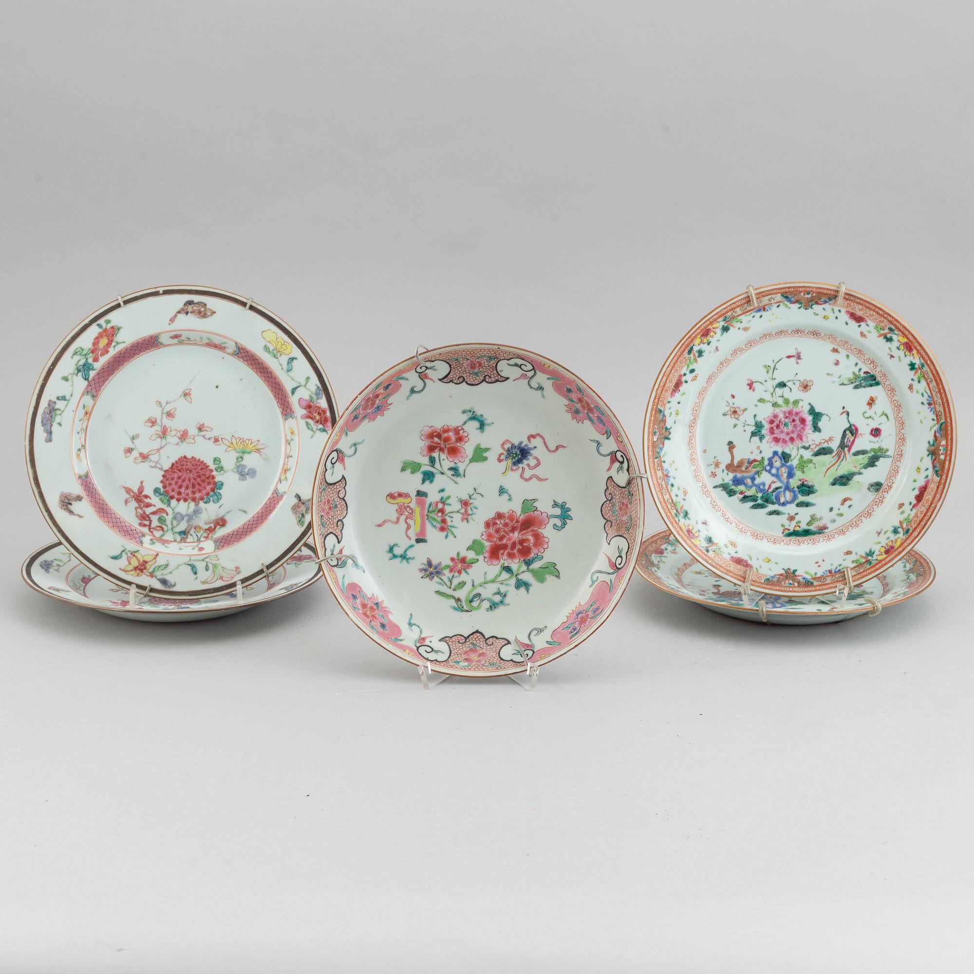 A set of five odd famille rose dishes, Qing dynasty, Qianlong (1736-95).