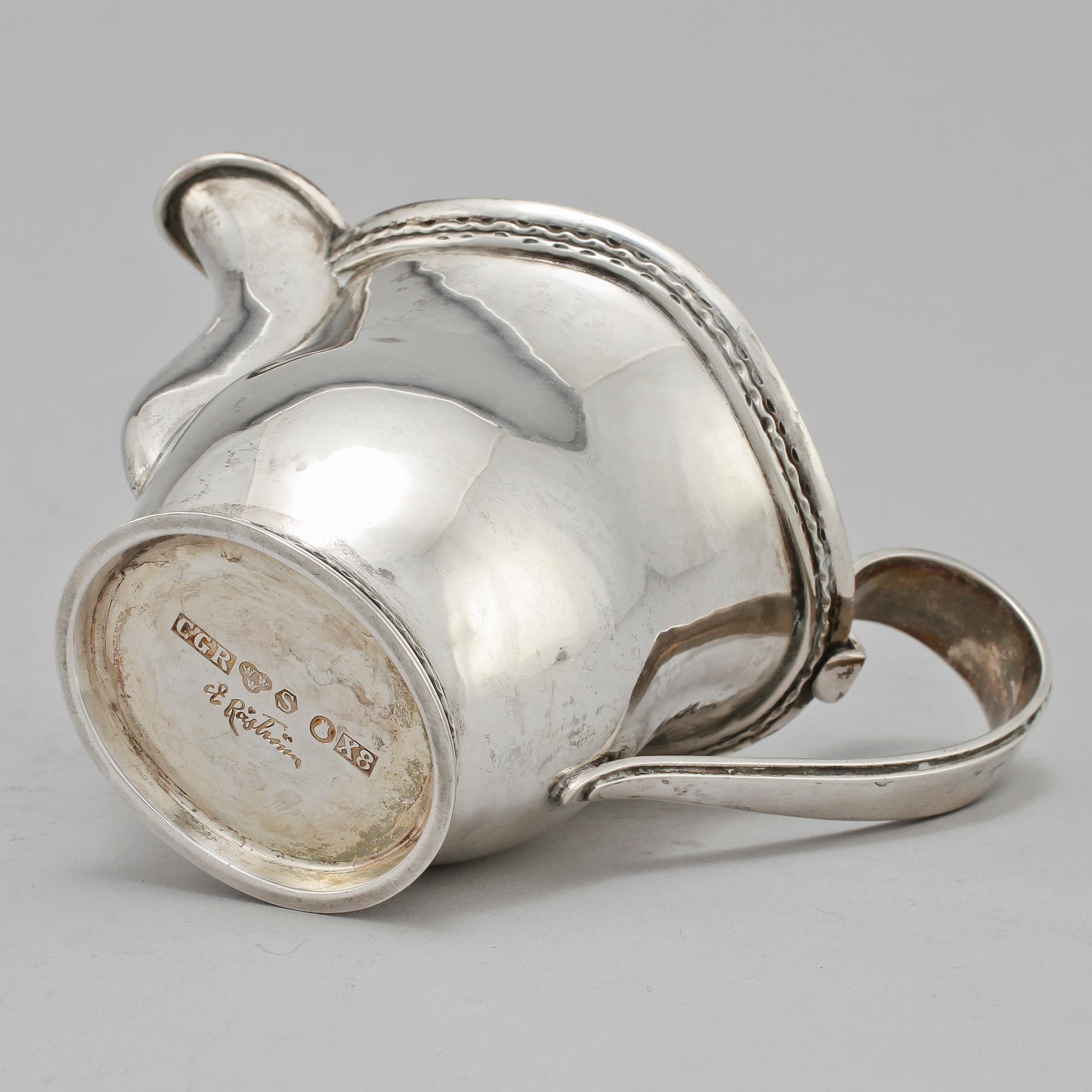 KAFFESERVIS, 4 delar, silver, Eric Råström, C G Råström Stockholm, 1947 samt 1948. Vikt 1 690 g.