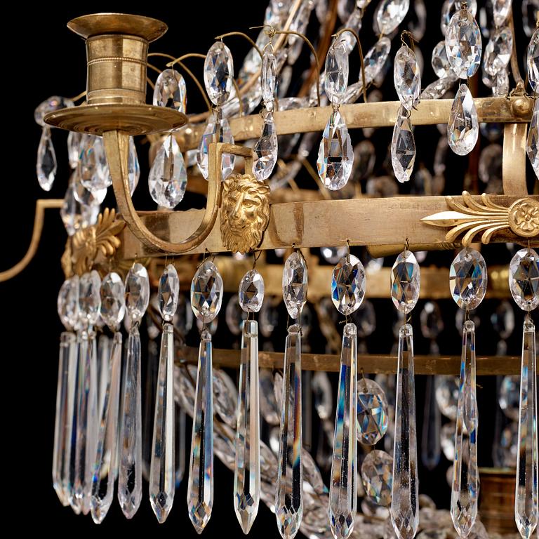 A late Gustavian early 19th century seven-light chandelier.