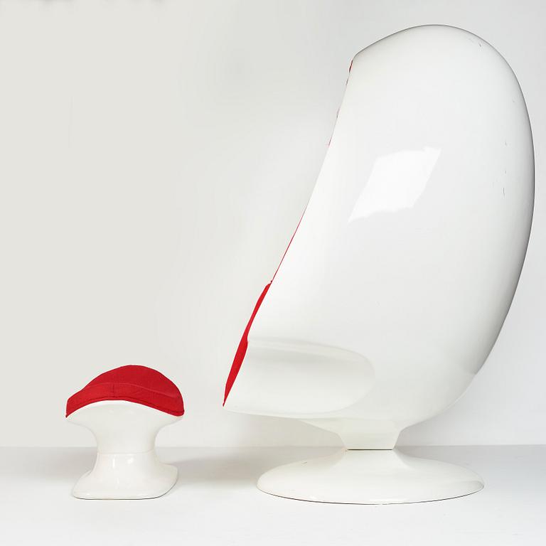 LEE WEST, "Egg Chair" fåtölj med fotpall, Lee West Inc. USA 1970-tal.