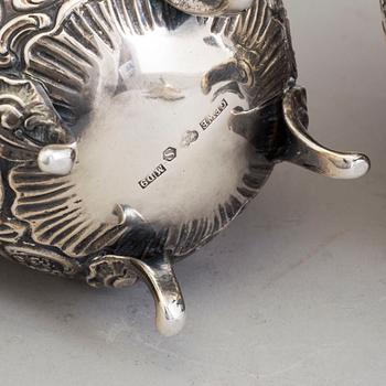 KAFFESERVIS, 4 delar, silver, rokokostil,  GEWE Malmö, 1954.