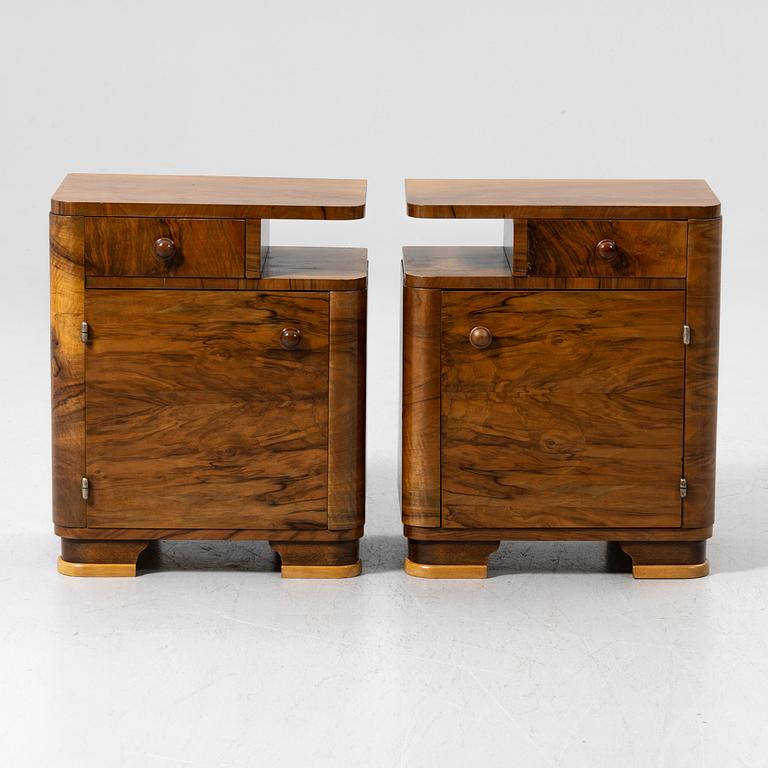 Sängbord, ett par, art deco-stil, 1900-talets mitt.