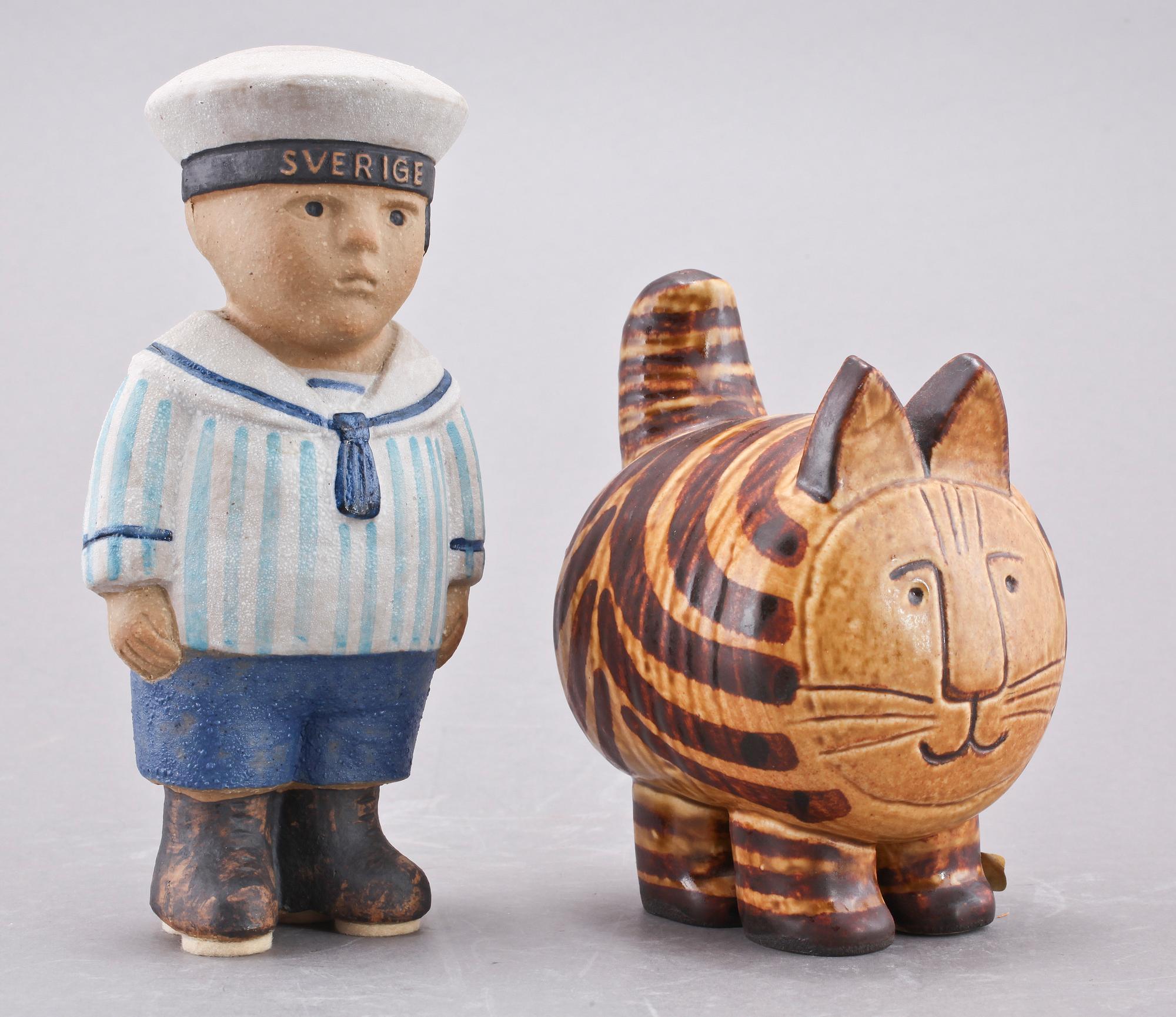 FIGURINER, 2 st, stengods, Lisa Larson, Gustavsberg.