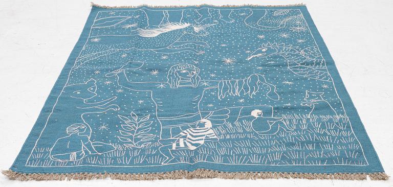 A hand-embroidered Kelim rug, c. 198 x 147 cm.