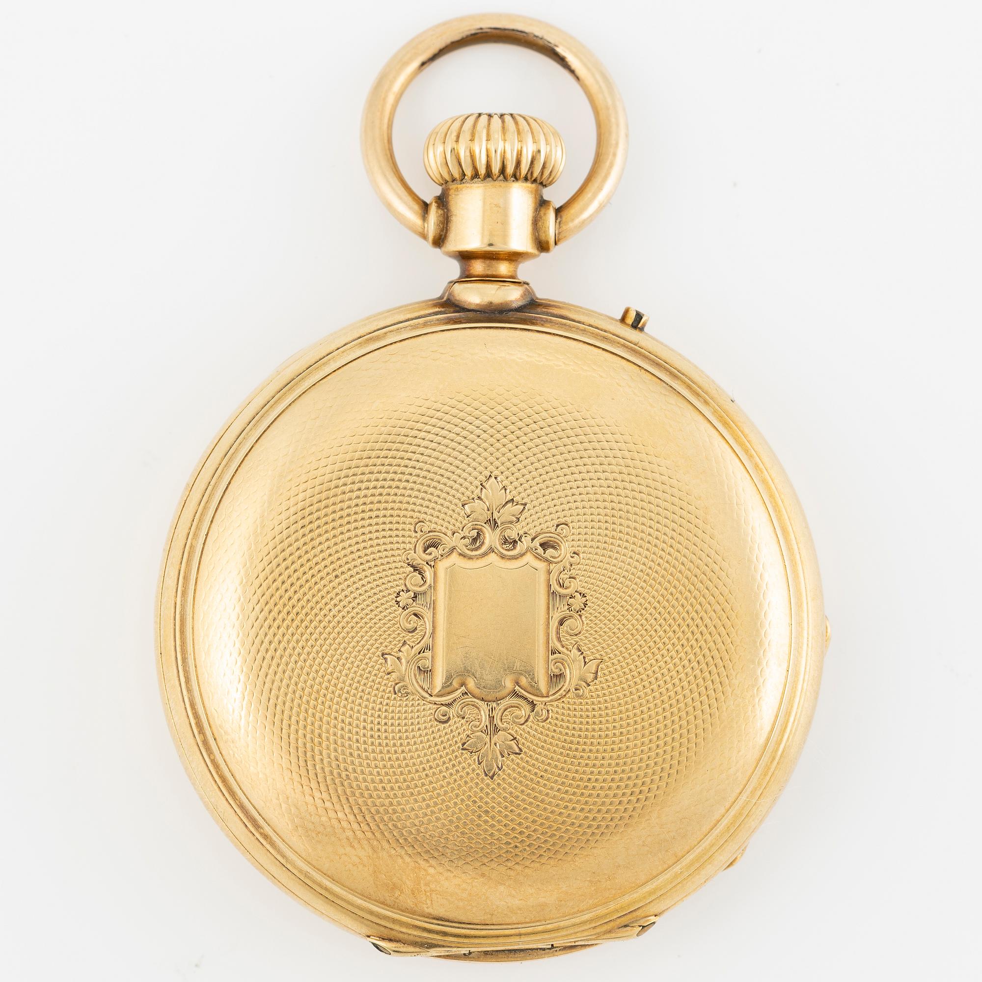 Fickur, Montandon Locle, savonett, 18K guld, 51 mm.