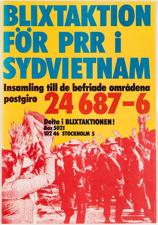 POLITISK AFFISCH, "Blixtaktion för PRR", offsettryck, 1975.