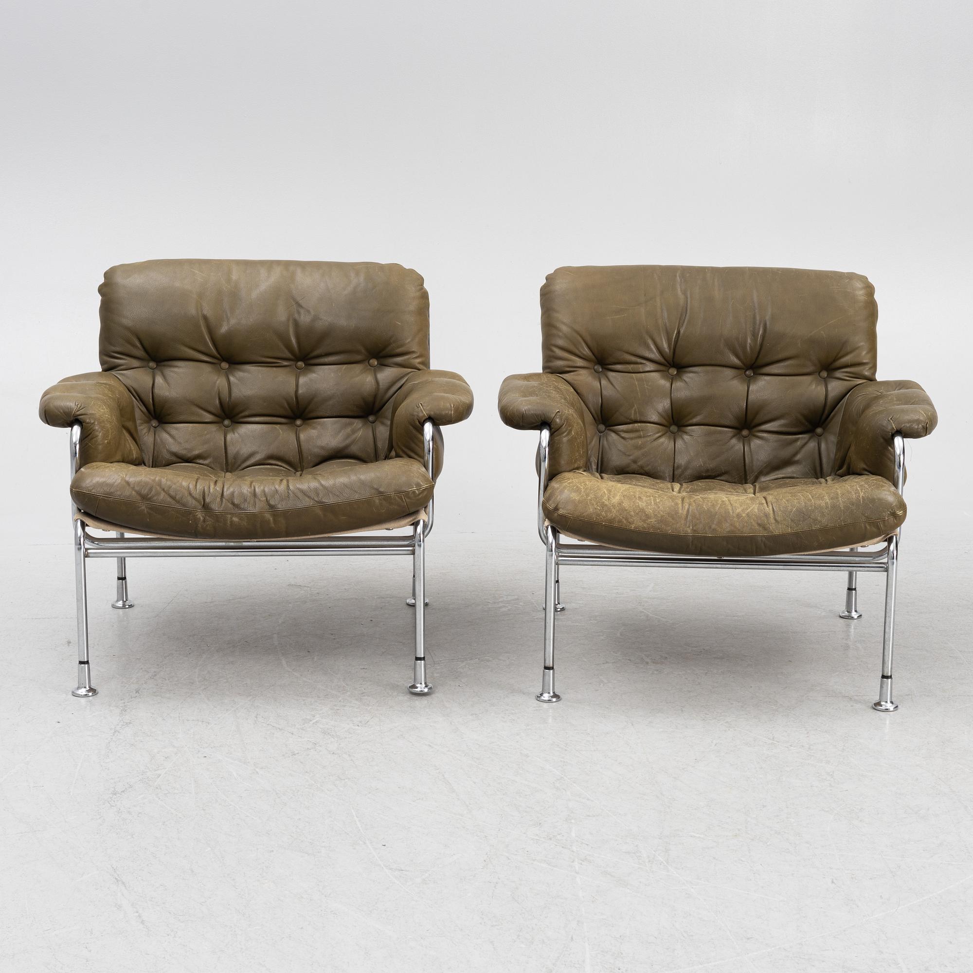 Pethrus Lindlöf, armchairs, a pair, "Eva", AB Lindlöfs Möbler, Lammhult, 1970s.