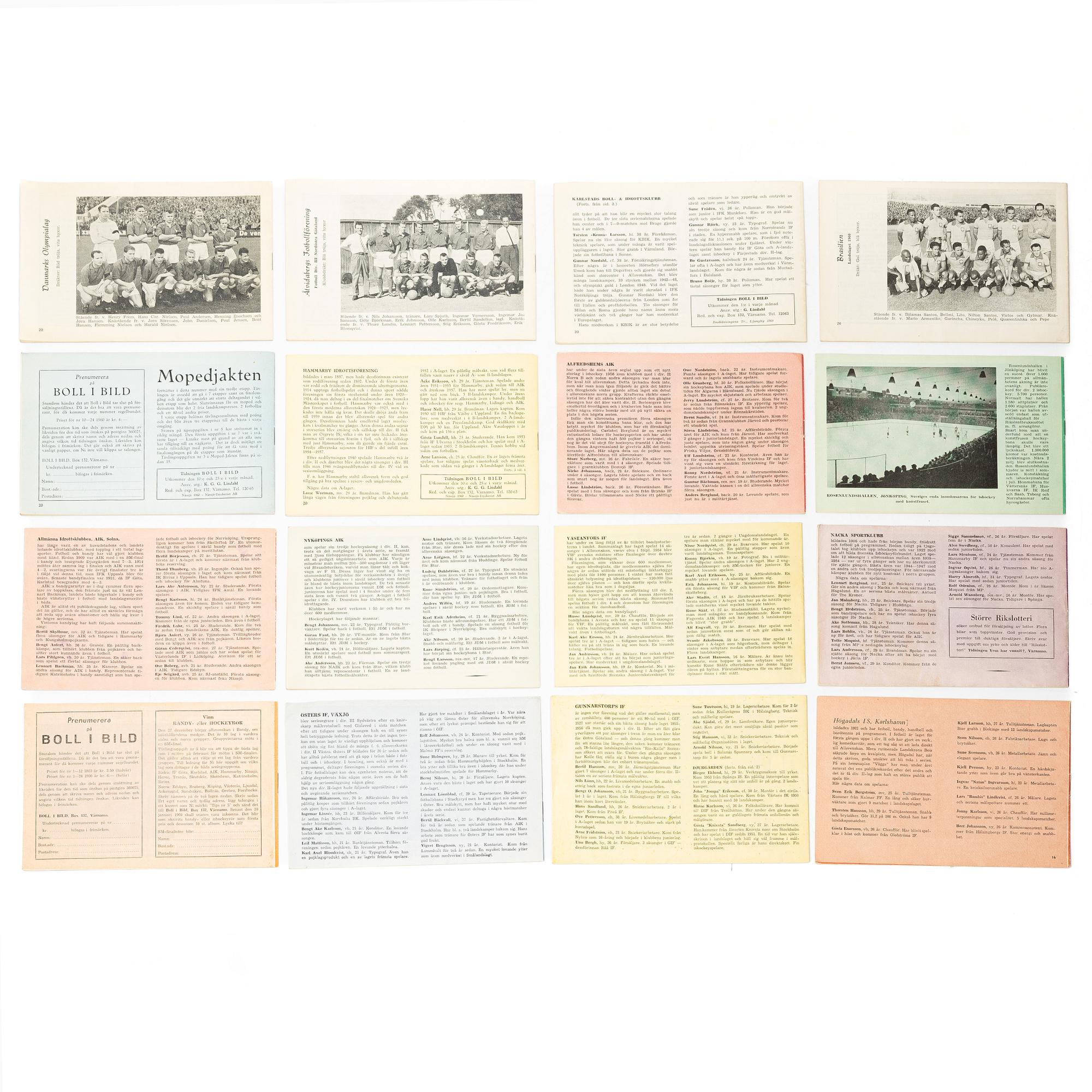 Serietidningar, 16 st, "Boll i bild", 1959 & 1960.