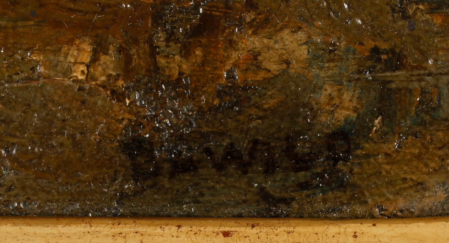 OIDENTIFIERAD KONSTNÄR, olja på pannå, sekelskiftet 1900, otydligt sign.