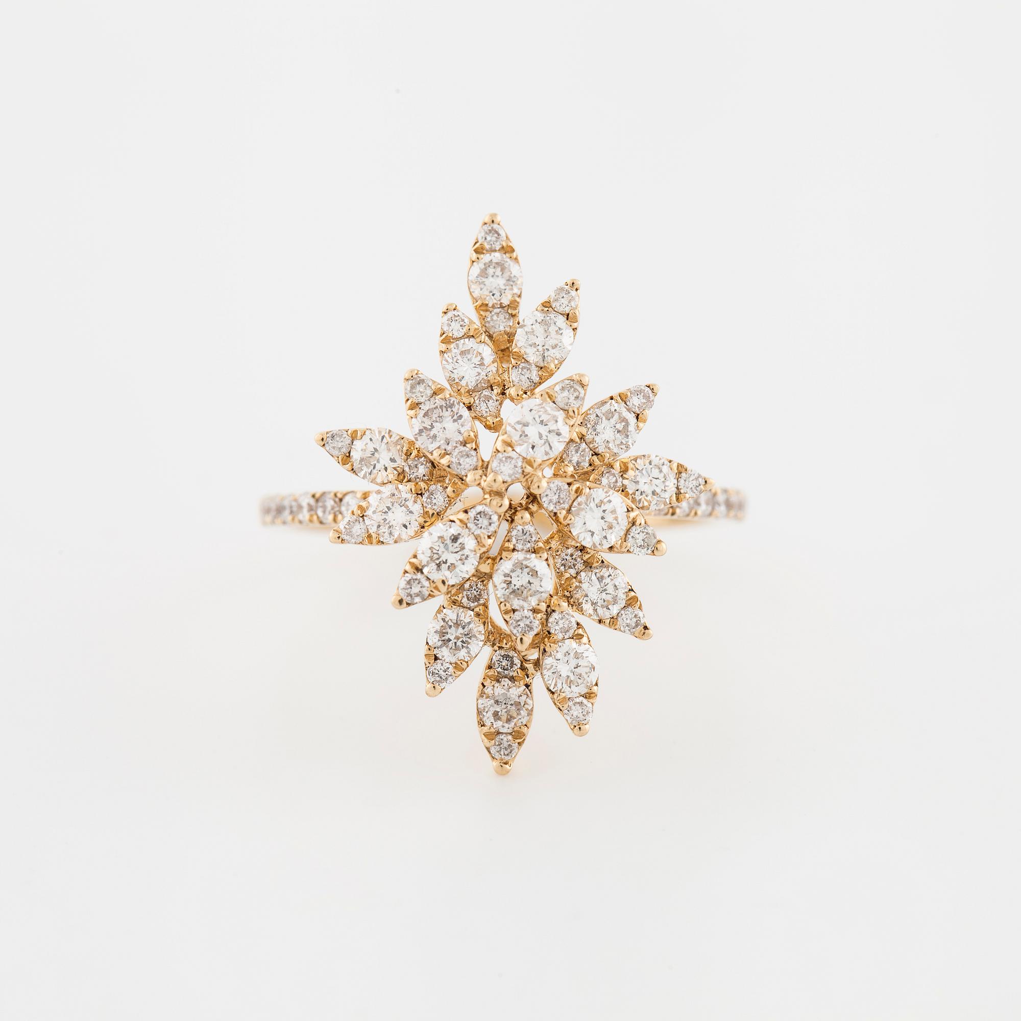A brilliant cut diamond ring.