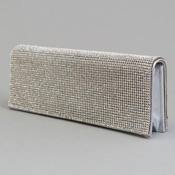 A silver- and glasstone clutch by Rene Caovilla.