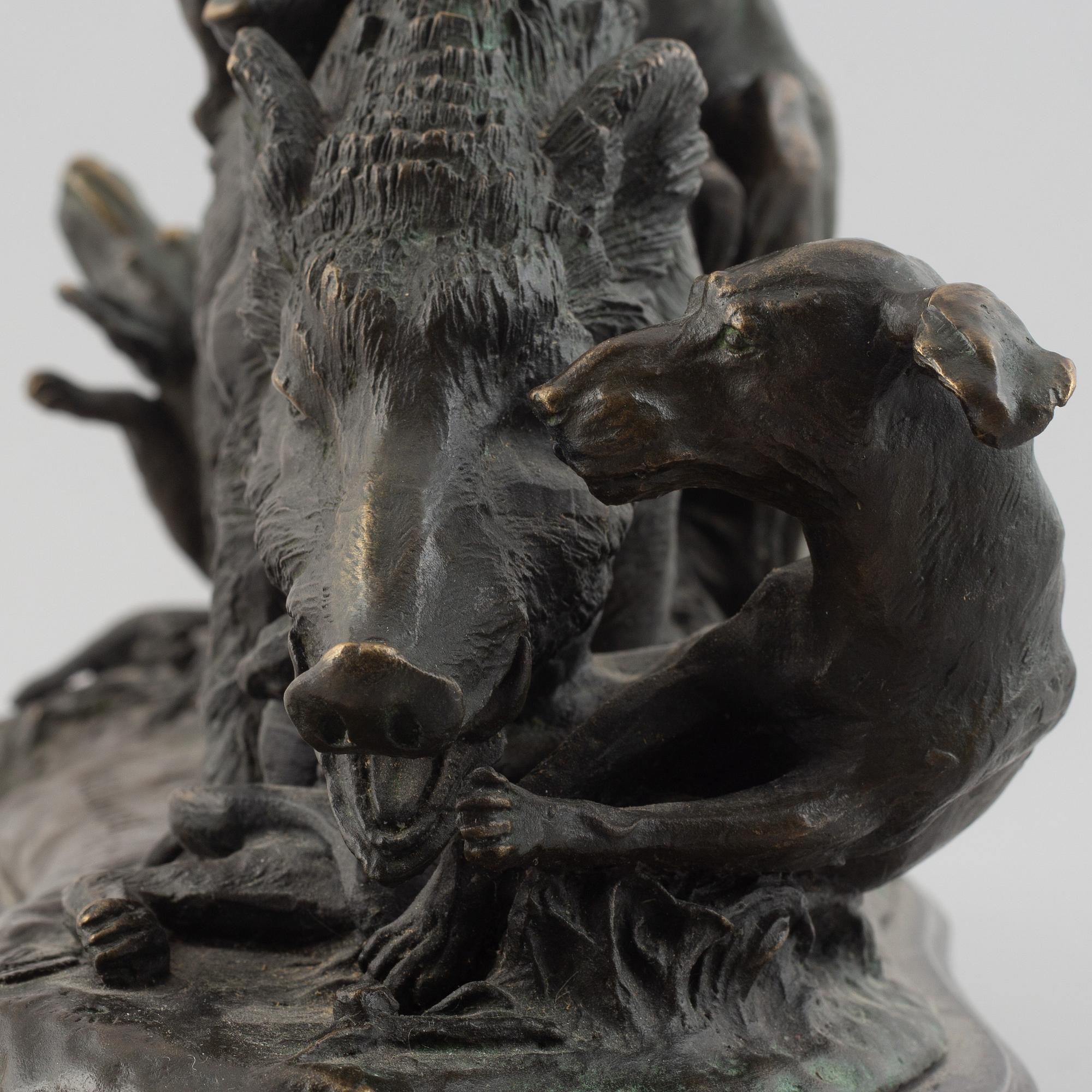 A. Lecourtier, Vildsvinsjakt.